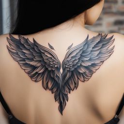 wings tattoo, symbolizing freedom, aspiration, and flight. 