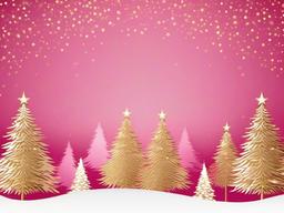 Pink Christmas Wallpaper-Pink background with Christmas trees in white and gold accents  background wallpaper