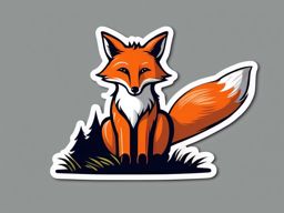 Fox Sticker - A sly fox with a bushy tail. ,vector color sticker art,minimal