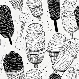 drawing of icecream  minimal rough scribbles,doodles,black and white