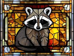 Stained Glass Raccoon - Raccoon with curious expression  