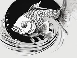 drawing of a koi fish  minimal rough scribbles,doodles,black and white