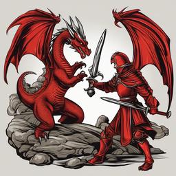 Dragon clipart - dragon with a knight in a duel  