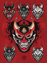 Hannya Tattoos-Collection of Hannya mask tattoos, showcasing various styles and interpretations of this iconic Japanese symbol.  simple color vector tattoo