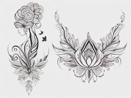 Flower Woman Tattoo - Tattoo featuring a woman adorned with floral elements in the design.  simple color tattoo,minimalist,white background