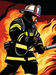 Fire Fighter clipart - heroic firefighter moment  vector clipart