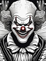 Horror Coloring Pages - Clown with a sinister smile in a dark carnival  simple coloring pages