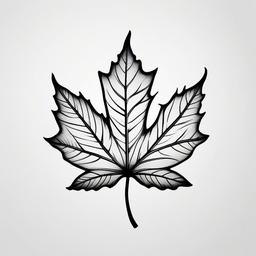 Maple Leaf Tattoo - Represents growth, balance, and nature  minimal tattoo design,white background