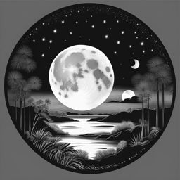 moon clipart black and white - casting a serene glow. 