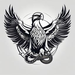 Eagle and Snake Tattoo - Combination of an eagle and snake in a tattoo.  simple vector tattoo,minimalist,white background