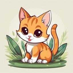 Clipart of kitten, An adorable and playful kitten illustration.  simple, 2d flat