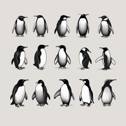 drawings of penguins  minimal rough sketch scribbles,doodles,black and white