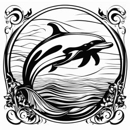 dolphin clipart black and white 