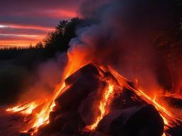 Fire Wallpaper - Intense fire with glowing ash  sunset background