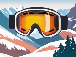Ski Goggles and Mountain Emoji Sticker - Skiing in the alps, , sticker vector art, minimalist design
