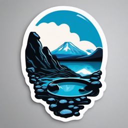 Blue Lagoon Iceland sticker- Geothermal spa in a lava field in Iceland, , sticker vector art, minimalist design