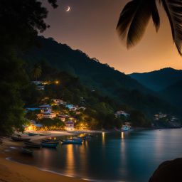 yelapa - paint the tranquil night view of yelapa, a remote beach village, with its rustic charm, cascading waterfalls, and the sound of crickets under the stars. 