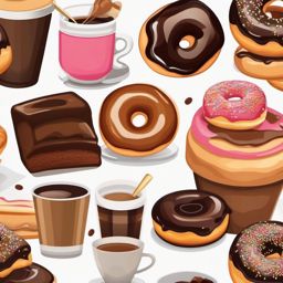 Coffee and Donut Emoji Sticker - Coffee and pastry delight, , sticker vector art, minimalist design
