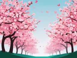 Cherry Blossom Canopy clipart - Under a canopy of cherry blossoms, ,vector color clipart,minimal