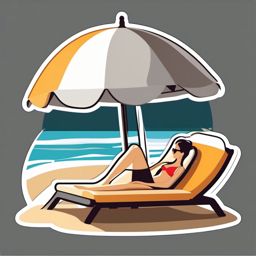 Beach and Sunbed Emoji Sticker - Lounging under the sun, , sticker vector art, minimalist design