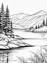 Winter Lake Coloring Pages - Frozen Lakes in Serene Winter Scenes  minimal black outline printable sheet, coloring page