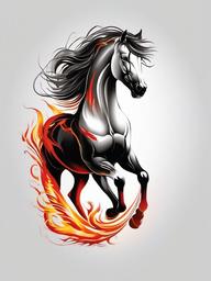 Chinese Fire Horse Tattoo - Explore the Chinese zodiac with a fire horse tattoo, symbolizing passion, energy, and the dynamic nature associated with fire horses.  simple tattoo,minimalist,white background