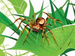 Spider clipart - spider crawling on a leaf  