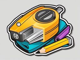 Pencil and Sharpener Sticker - Pencil next to a pencil sharpener, ,vector color sticker art,minimal