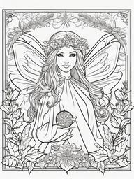 Christmas Fairies Coloring Pages - Magical Spirits Spreading Holiday Cheer  minimal black outline printable sheet, coloring page