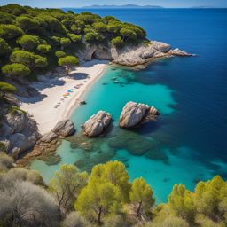 elba island's hidden beaches - sketch the hidden beaches of elba island, with pristine shores and clear mediterranean waters. 