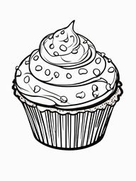 Food Coloring Pages - Muffin with chocolate chips on top  simple coloring pages