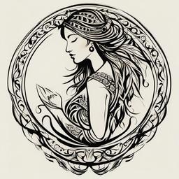 tribal tattoo virgo  simple vector color tattoo