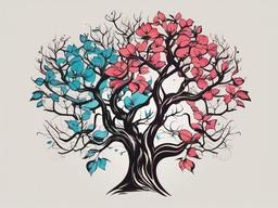 tree and flower tattoo  simple vector color tattoo