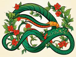 snake vine tattoo  simple vector color tattoo