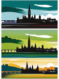 Ottawa clipart - Parliament Hill and Ottawa River,  color vector clipart