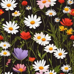 Wildflower field in bloom clipart  simple, 2d flat