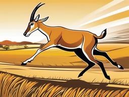 Gazelle Cartoon - Cartoon of gazelle sprinting on plains  