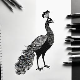 sketch of peacock easy  minimal rough sketch scribbles,doodles,black and white