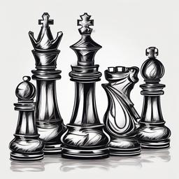 Chess pieces  ,tattoo design, white background