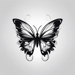 Abstract butterfly heartbeat tattoo. Pulse of delicate wings.  minimalist black white tattoo style