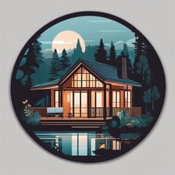 Modern Cottage Sticker - Celebrate the cozy and contemporary vibes of a modern cottage with this charming sticker, , sticker vector art, minimalist design