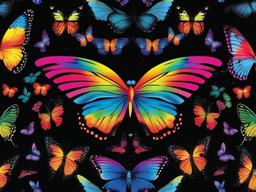 Rainbow Butterfly Black Background  