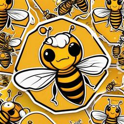 Honeybee cartoon - important pollinator and honey producer  cartoon sticker style