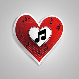 Heartbeat with Music Notes Emoji Sticker - A love melody echoing in the heart, , sticker vector art, minimalist design