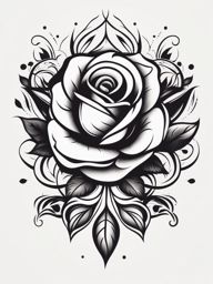 Traditional rose tattoo, Classic and timeless tattoos featuring traditional rose designs. colors, tattoo patterns, clean white background