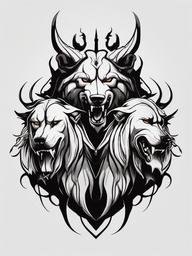 hades cerberus tattoo drawing  simple tattoo,minimalist,white background