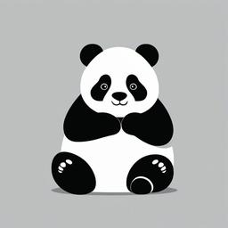 Cute clipart - chubby panda sitting with bamboo  color,minimalist,vector clipart