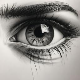 pencil drawing of an eye  minimal rough sketch scribbles,doodles,black and white