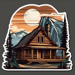 Rustic Log Cabin Sticker - Capture the rugged and natural beauty of a rustic log cabin with this cozy sticker, , sticker vector art, minimalist design