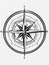 Cool Compass Design - Sty  simple vector tattoo,minimalist,white background